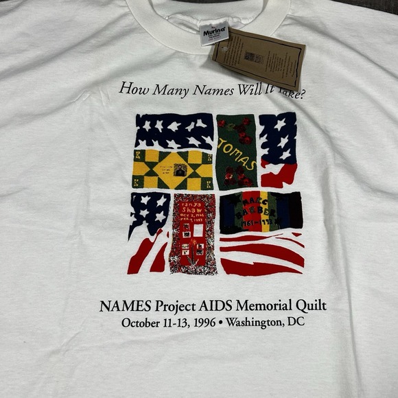 VTG 1996 NAMES Project AIDS Memorial Quilt T-Shirt XL USA NOS Murina - Picture 2 of 7